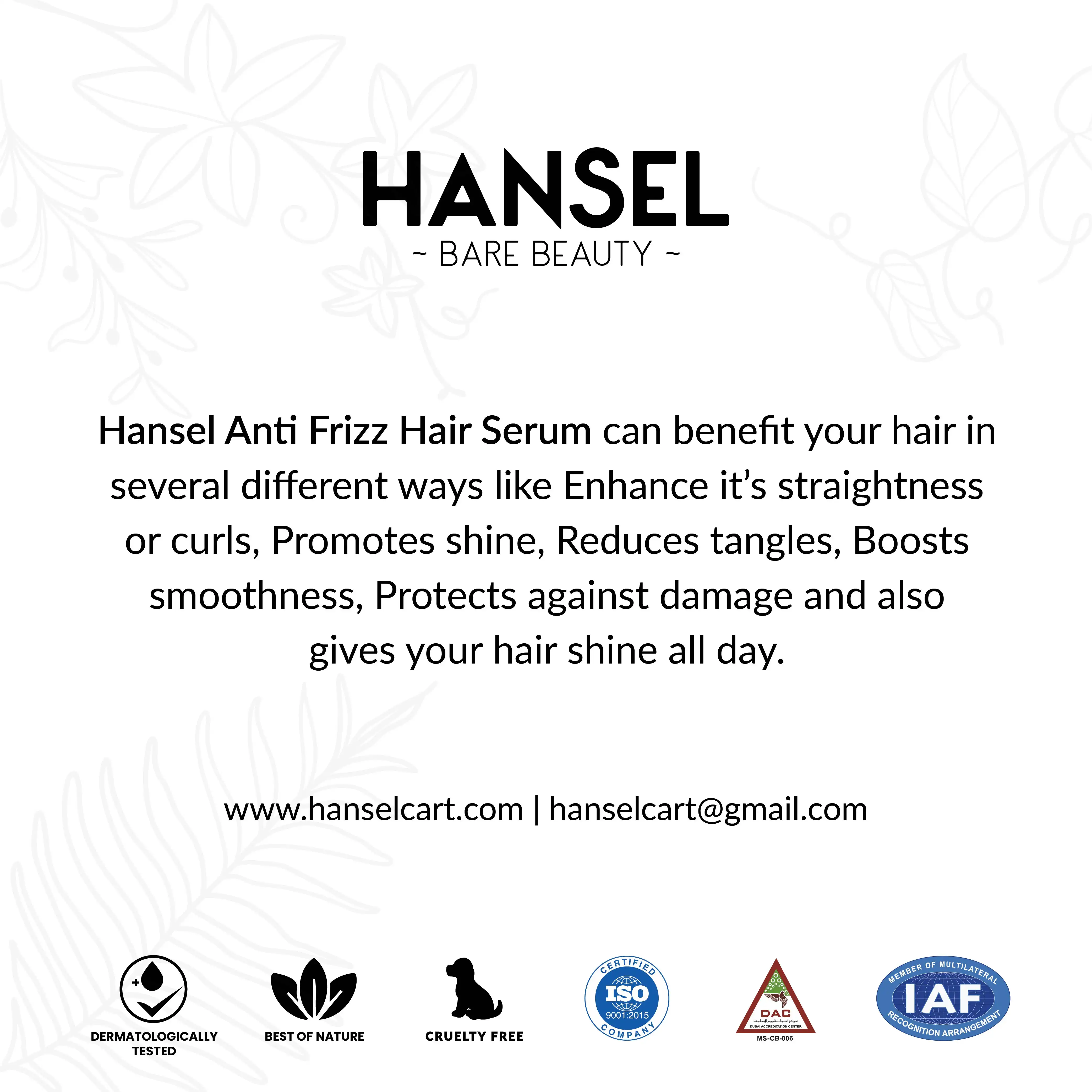 HANSEL ANTI FRIZZ HAIR SERUM | 50ml